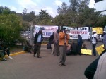 Protesters outside KACC demanding Sam Ongeri's resignation